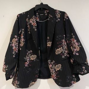 Black XL womens blazer with flowers